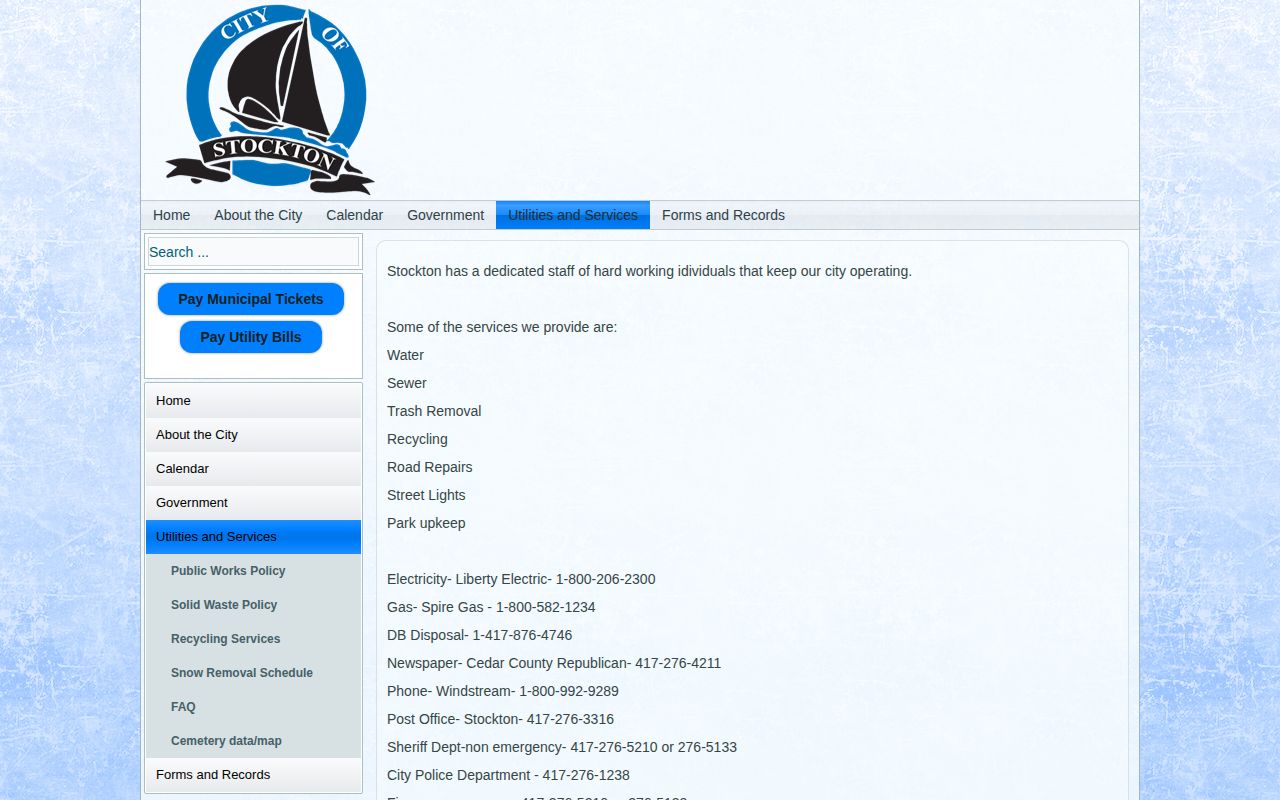 Official Stockton Police Department contact for Cedar County arrest records